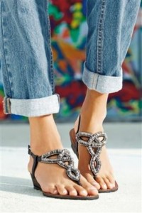 Mono Sequin Toe Thong Low Wedges