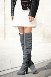 Grey Suede Over The Knee Boots