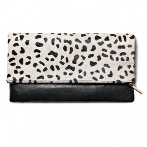  Leopard Print Leather Clutch Bag